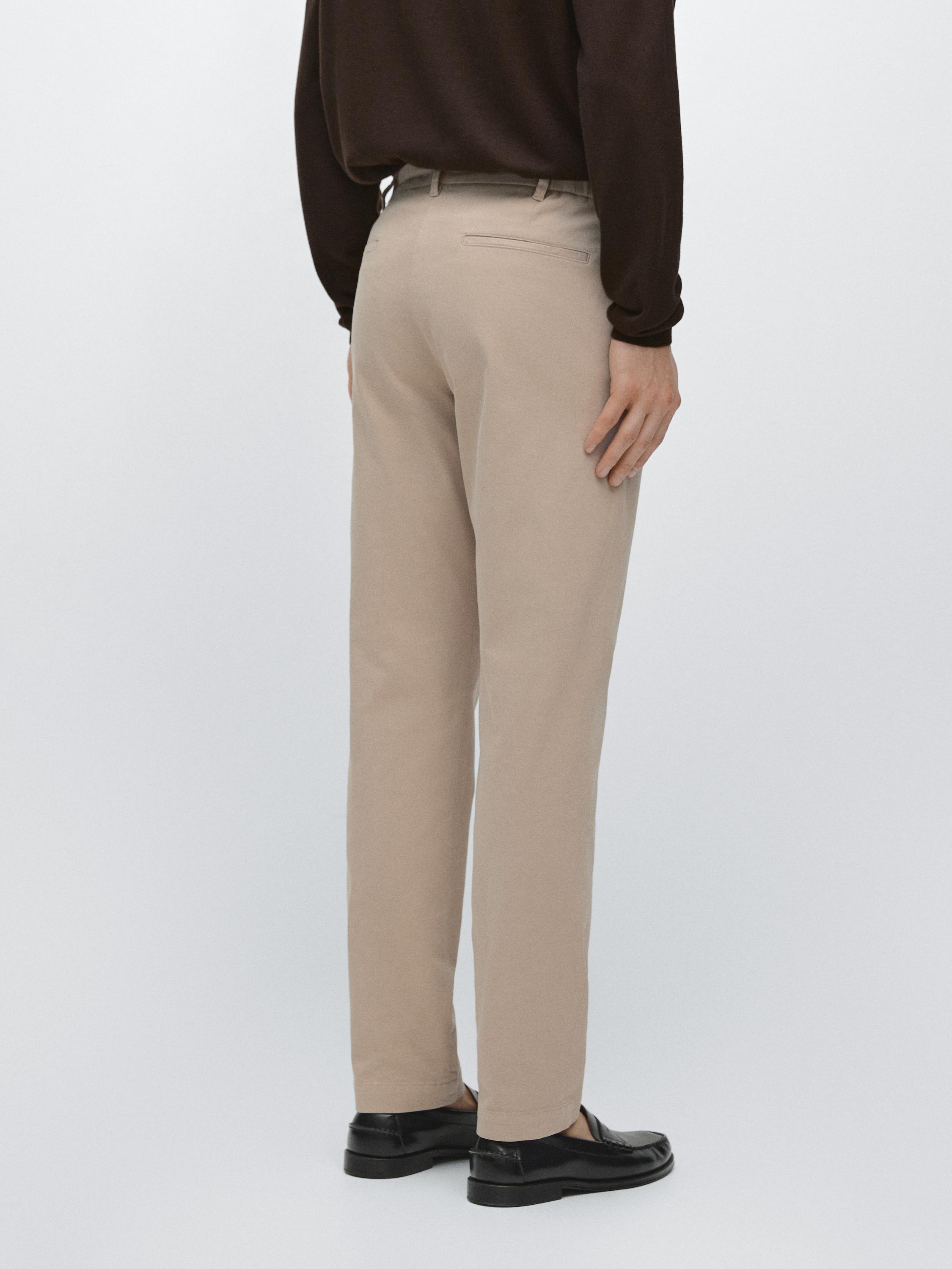 Cotton blend slim fit trousers